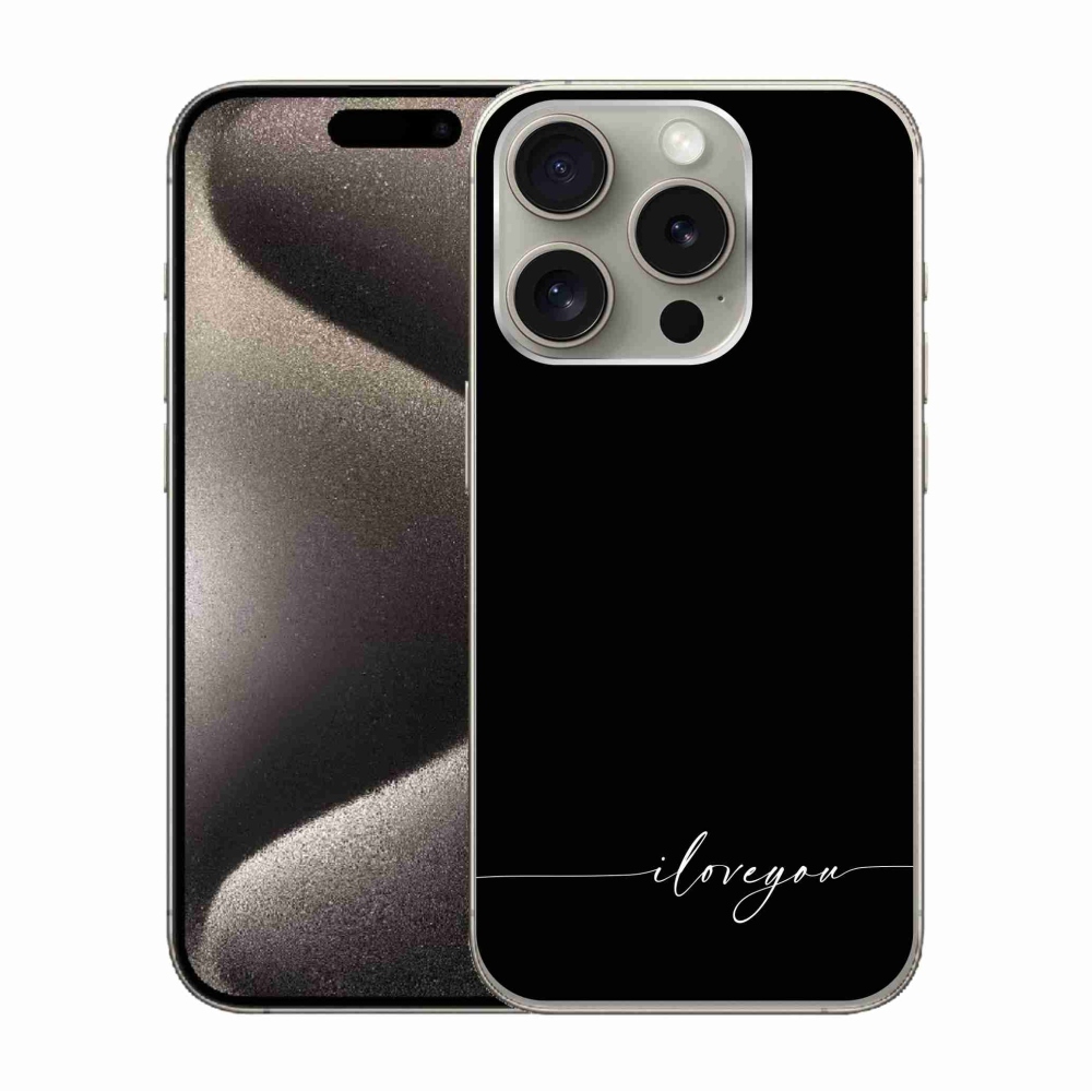 Gél borítás mmCase iPhone 15 Pro készülékhez - Szeretlek fekete háttérrel