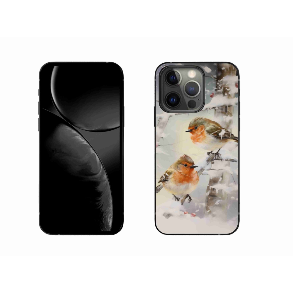 Zselés borítás mmCase iPhone 13 Pro készülékhez - madarak télen