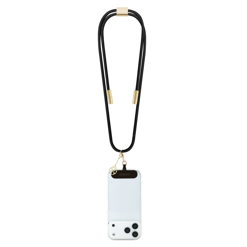 Guess Crossbody Strap 4G Charm USB-C/USB-C töltőkábellel Fekete