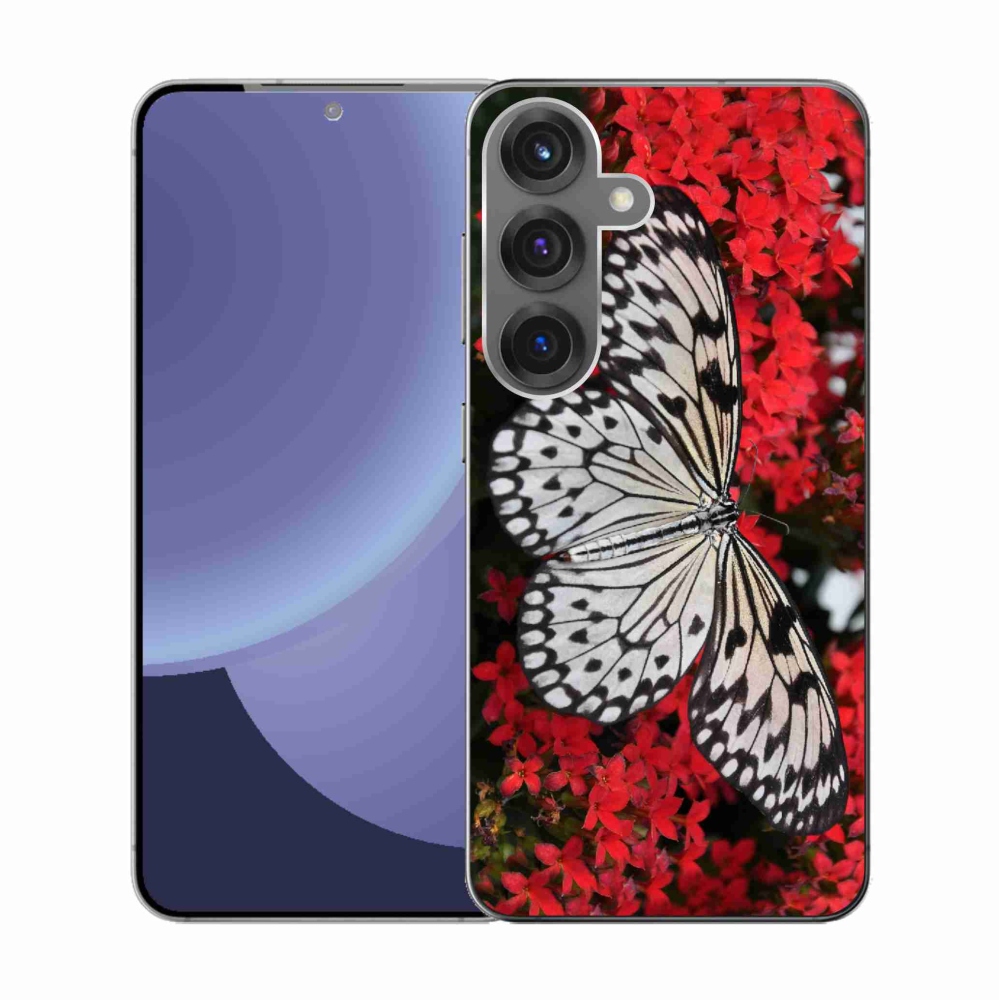 Gél védőhuzat mmCase Samsung Galaxy S25 - fekete-fehér pillangó 1