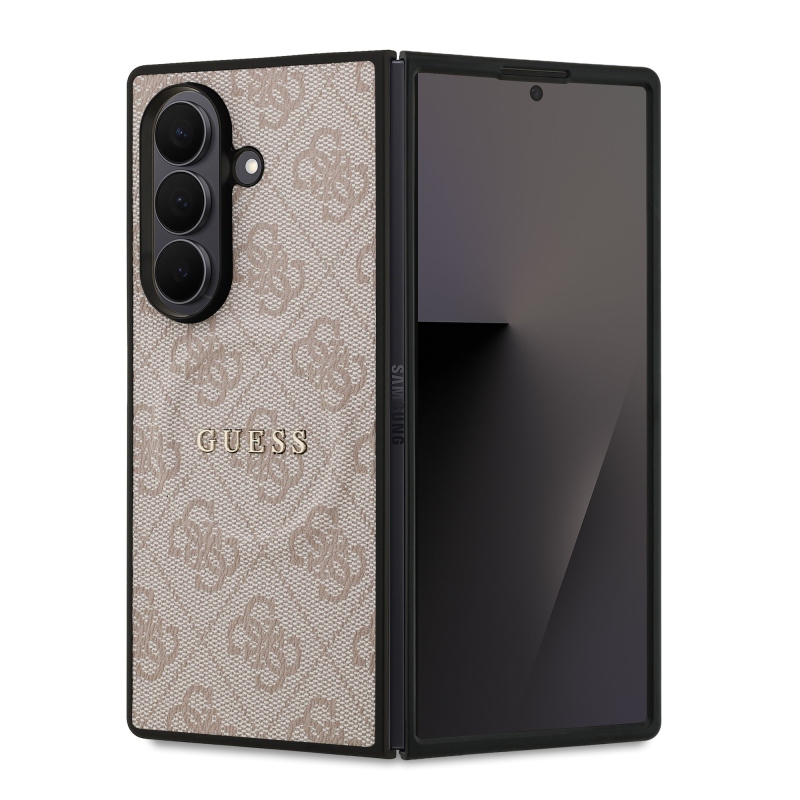 Guess PU bőr 4G színes gyűrű mágneses hátlap Samsung Galaxy Z Fold 7 rózsaszín