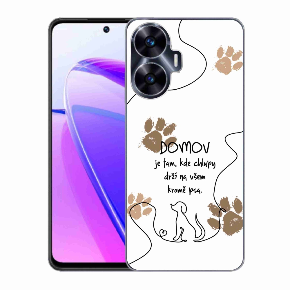 Gél borító mmCase a Realme C55 készülékhez - kutyamotívum fehér háttérrel