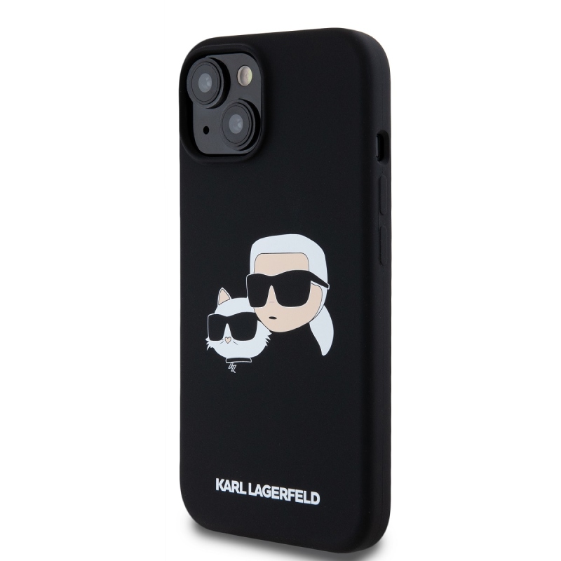 Karl Lagerfeld Folyékony szilikon duplafejű Magsafe hátlap iPhone 15 Pro Max-hoz Fekete