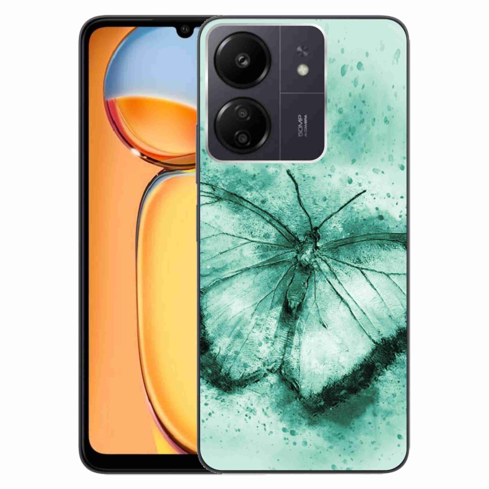 Gél tok mmCase a Xiaomi Poco C65/Redmi 13C-hez - zöld pillangó