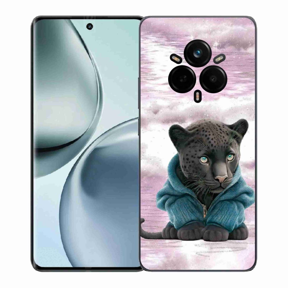 Gél borítás mmCase a Realme 14 Pro+ 5G számára - fekete párduc pulóverben