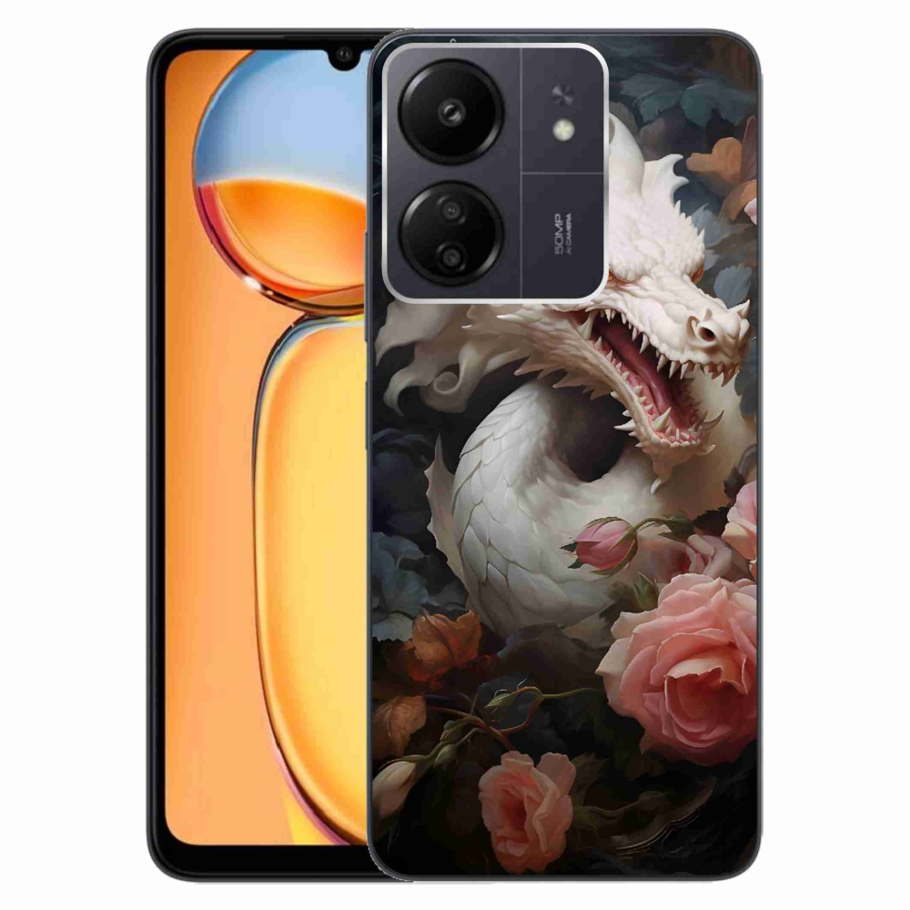 Gél borítás mmCase a Xiaomi Poco C65/Redmi 13C számára - fehér sárkány