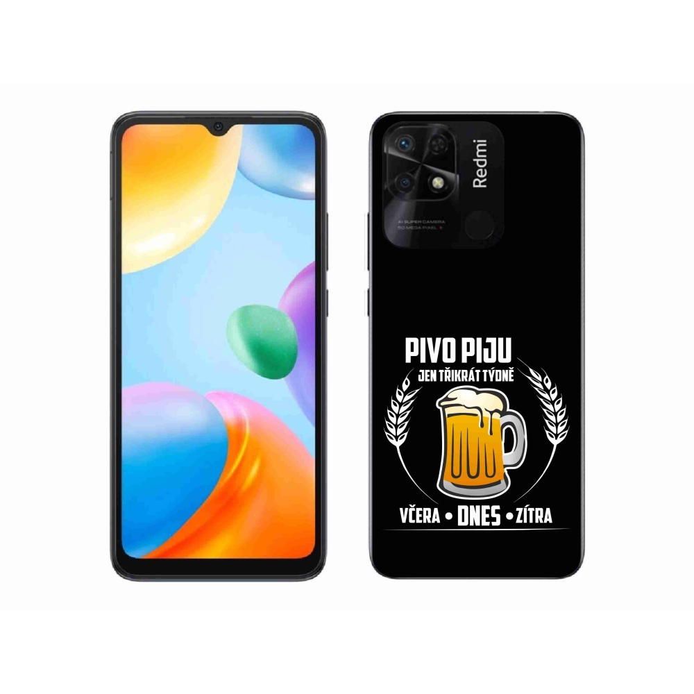 Gél borító mmCase a Xiaomi Redmi 10C-hez - sör motívum fekete háttérrel