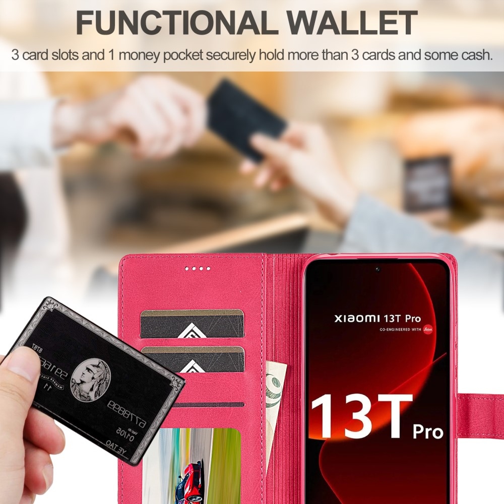 IMEEKE könyv tok Xiaomi 13T/13T Pro - rózsa