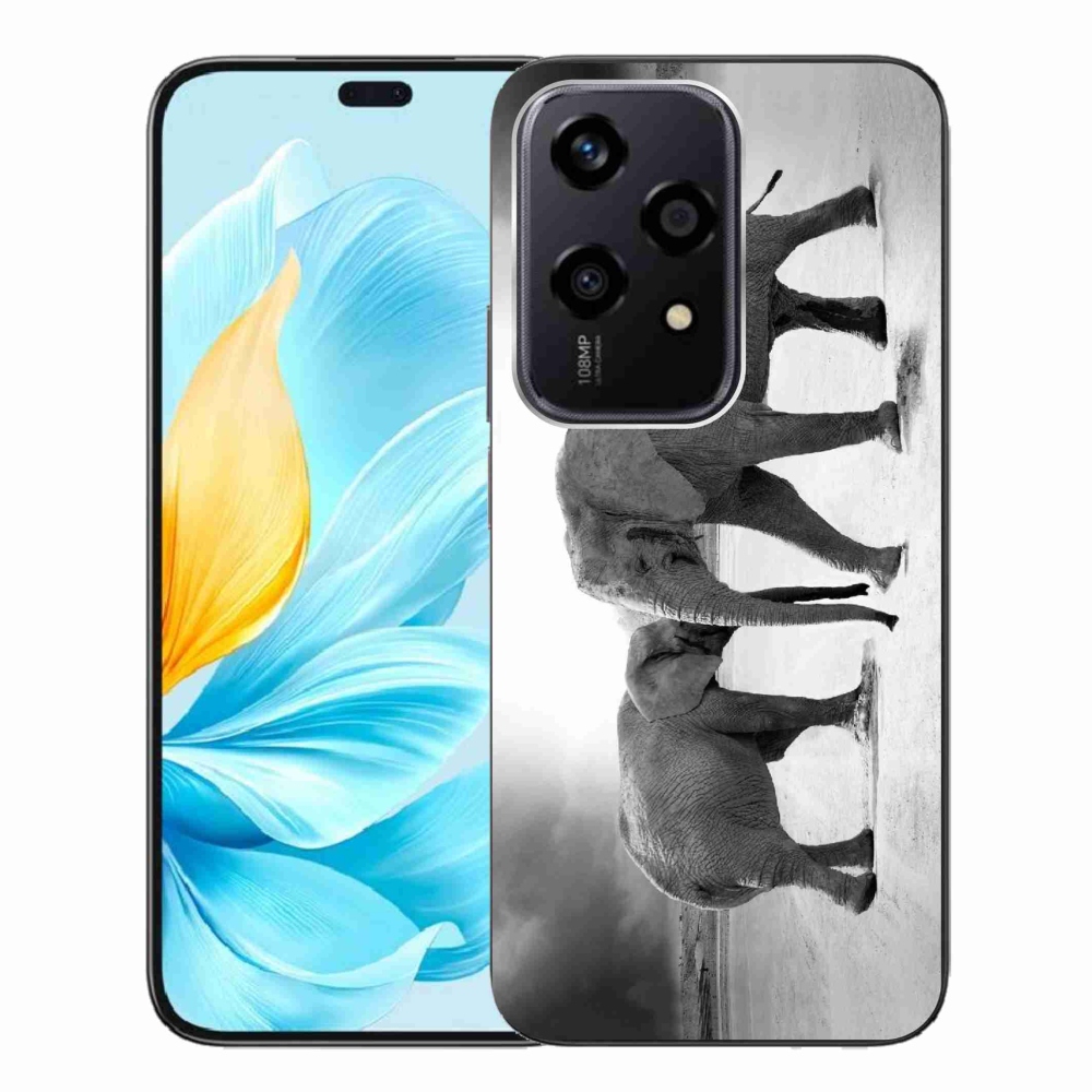 Zselés borítás mmCase a Honor 200 Lite 5G számára - fekete és fehér elefántok