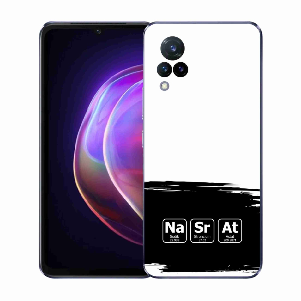 Gél borító mmCase a Vivo V21 4G/5G - kémiai elemek fekete és fehér háttérrel