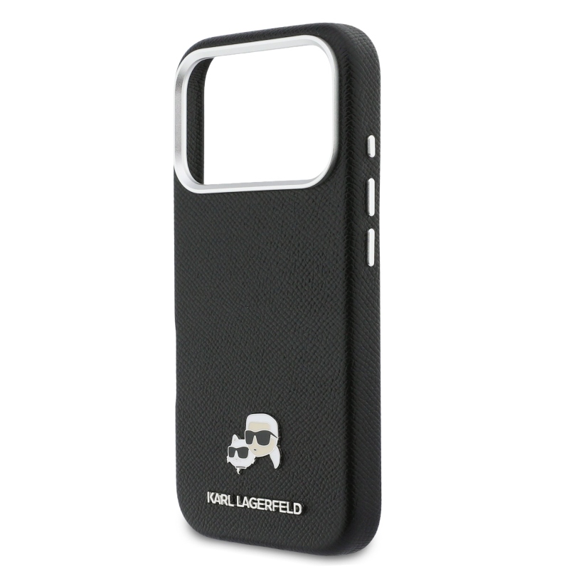Karl Lagerfeld PU Karl és Choupette fejek tűk MagSafe hátlap iPhone 17 Pro Max-hoz Fekete fekete