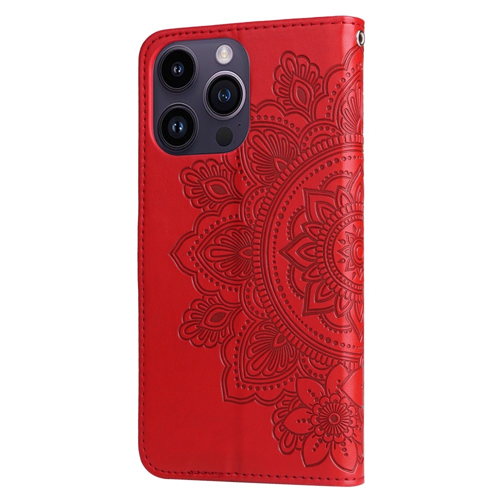 Mandala könyv tok iPhone 15 Pro készülékhez - piros