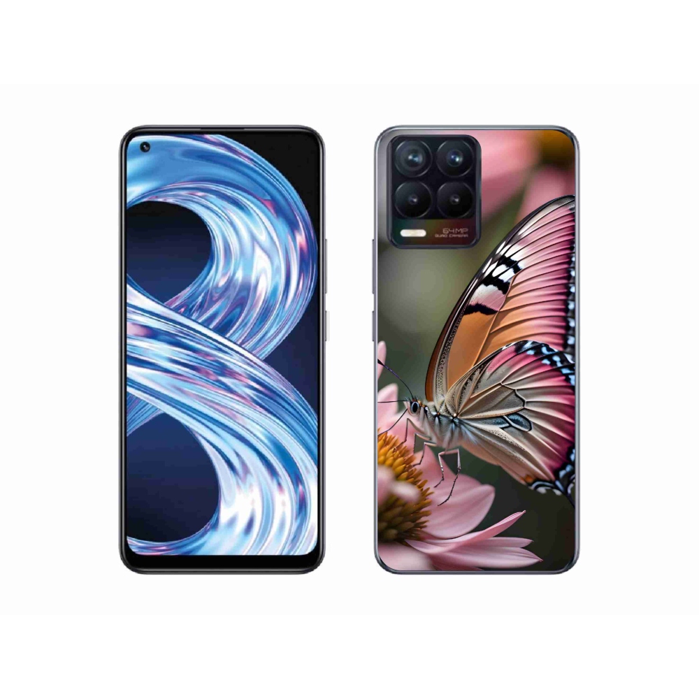 Gél borítás mmCase a Realme 8 4G-n - színes pillangó