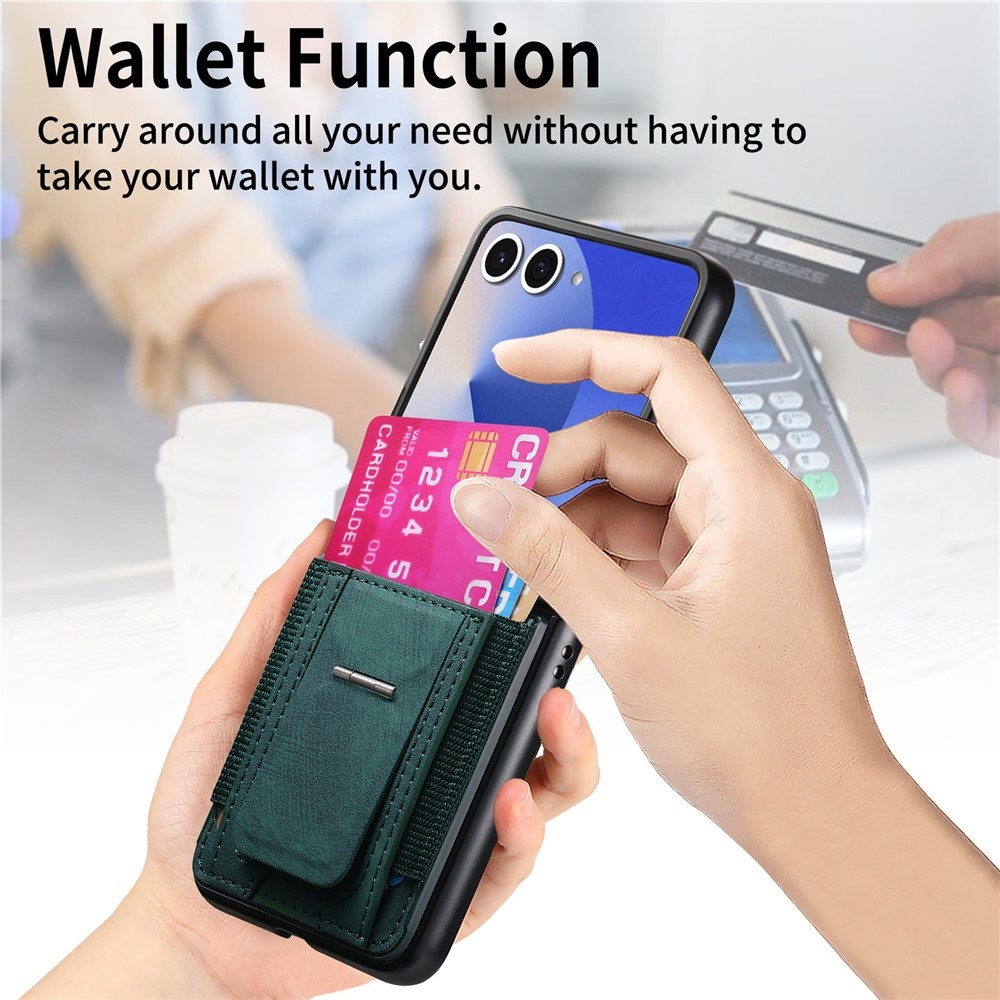 Fényűző műanyag borítás műbőrrel Samsung Galaxy Z Flip7 5G készülékre - zöld