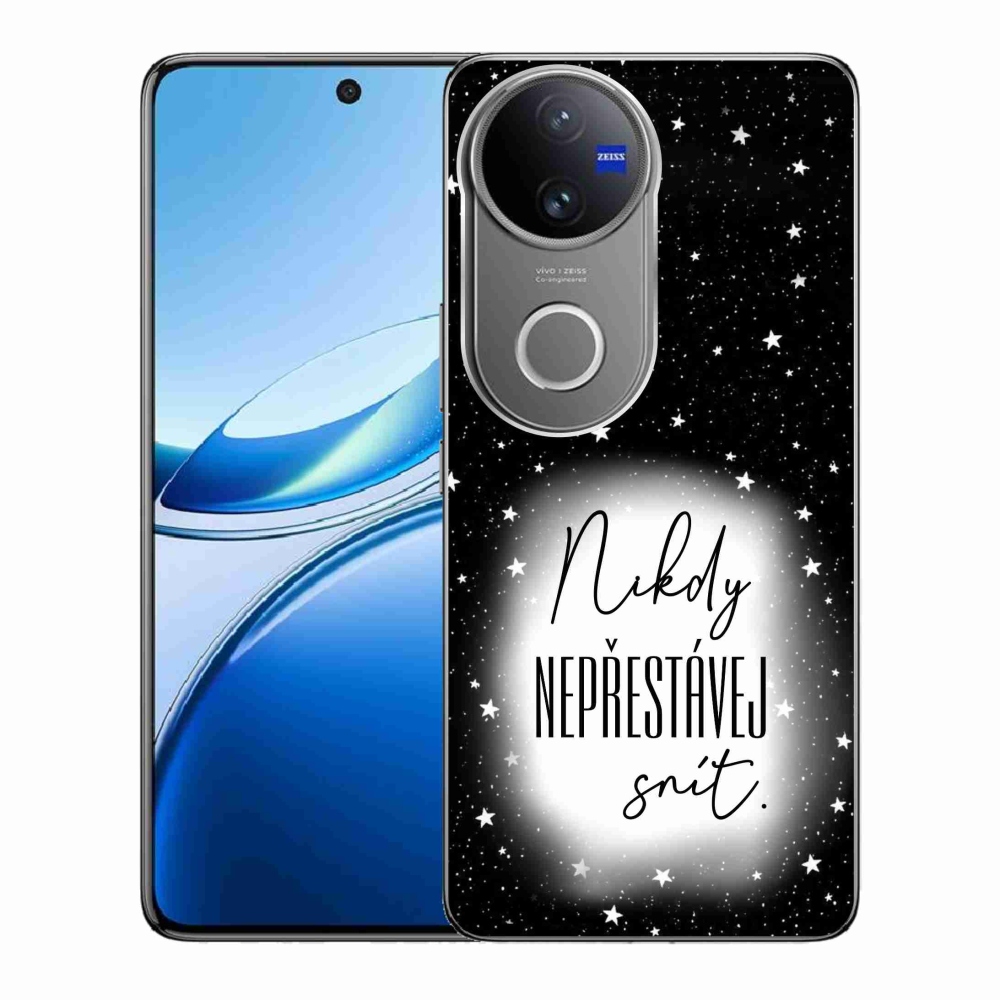 Gél borítás mmCase a Vivo V50 5G készülékhez - Quote 1 fehér és fekete háttérrel