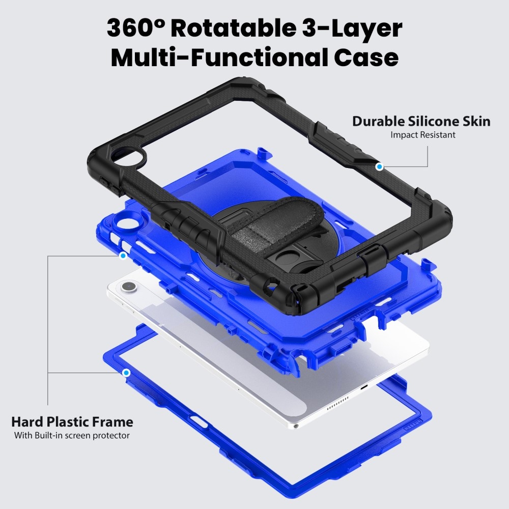 Strap Tartós borító kéztartóval és vállpánttal Lenovo Tab 10.1 (2025) - Fekete/Kék