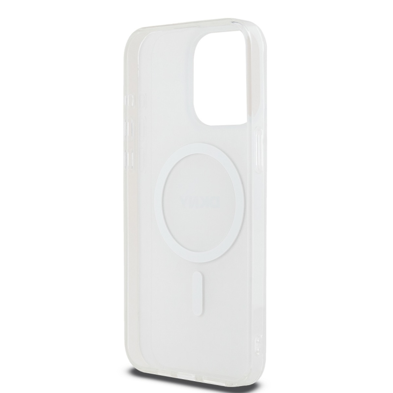 DKNY PC/TPU ismétlődő mintás tonális csíkos Magsafe hátlap iPhone 15 Pro Max rózsaszínű borítóhoz