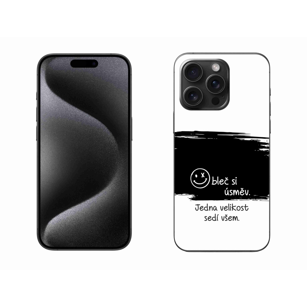 Gél borítás mmCase iPhone 15 Pro Max készülékhez - vicces szöveg 8 fekete-fehér háttérrel