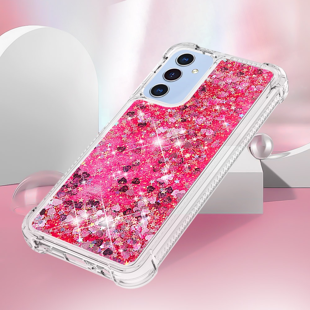 Glitter homokóra zselés tok Samsung Galaxy A17 4G/5G - rózsaszín/szívek