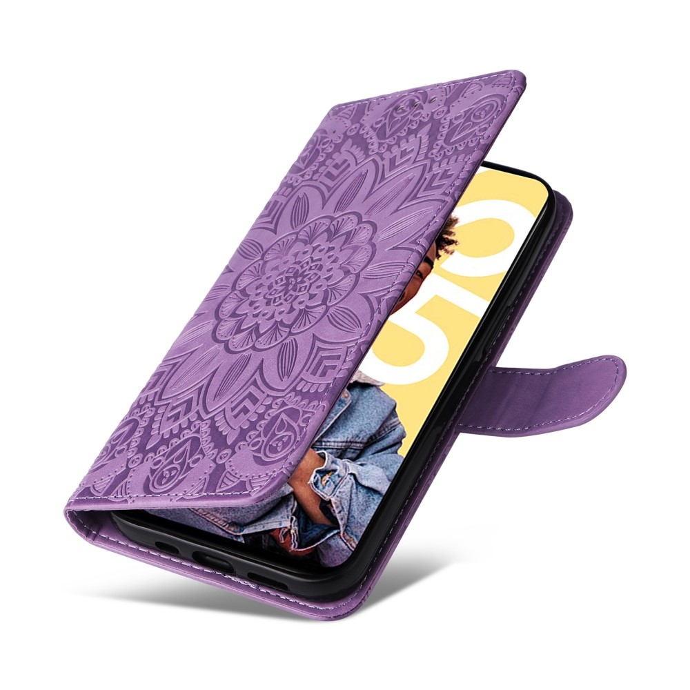 Napraforgó könyvtáska a Realme C55 készülékhez - lila