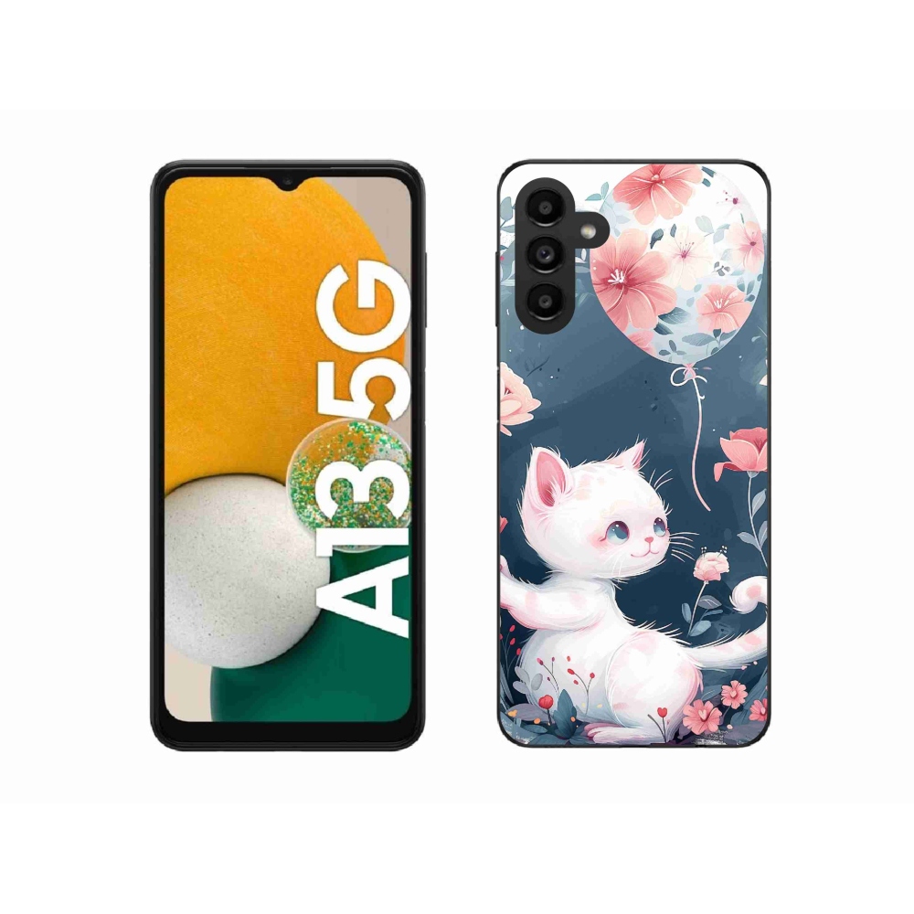 Gél borító mmCase Samsung Galaxy A13 5G - cica lufival mmCase Samsung Galaxy A13 5G-hez