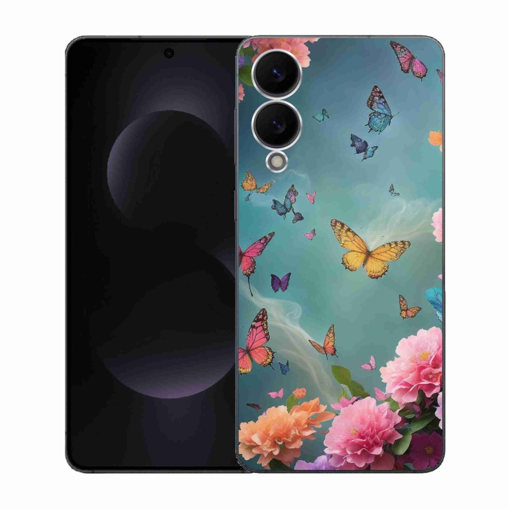 Gél borítás mmCase Samsung Galaxy S25 Edge készülékhez - színes virágok és pillangók