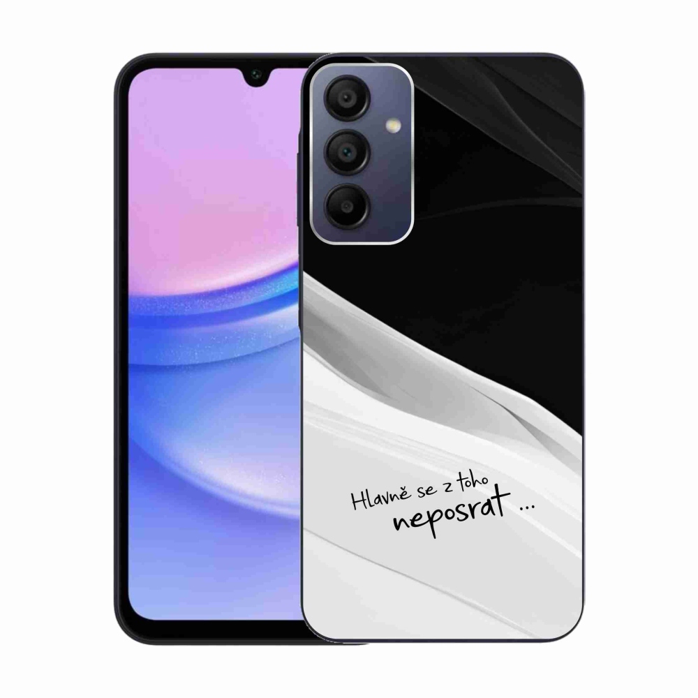 Gél borító mmCase Samsung Galaxy A15 4G/5G - vicces szöveg 13 fehér és fekete háttérrel