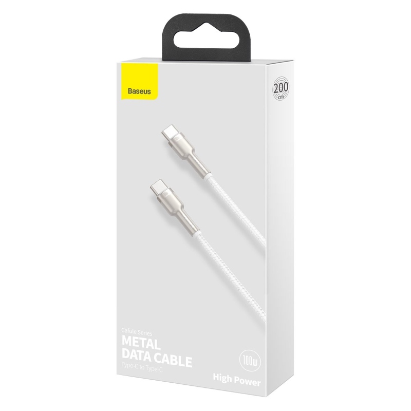 Baseus Cafule Metal sorozatú adatkábel USB-C - USB-C 100W 2m Fehér
