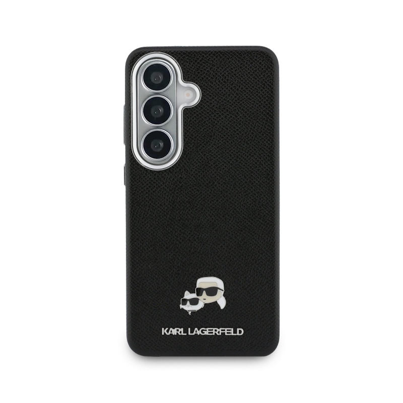 Karl Lagerfeld szemcsés PU bőr K&CH Heads mágneses hátlap Samsung Galaxy S26-hoz Fekete