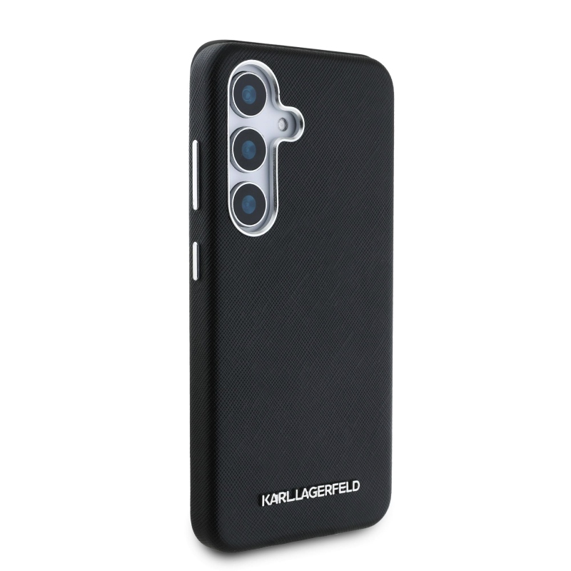 Karl Lagerfeld PU Saffiano fém logó és keret hátlap Samsung Galaxy S25+ fekete